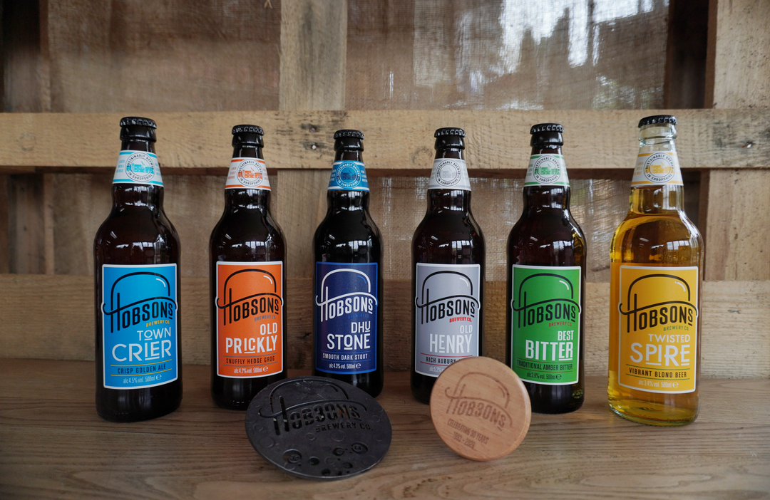 Beer Gift Set- 6 Bottle with Wooden Bottle Opener & Steel Beer Mat